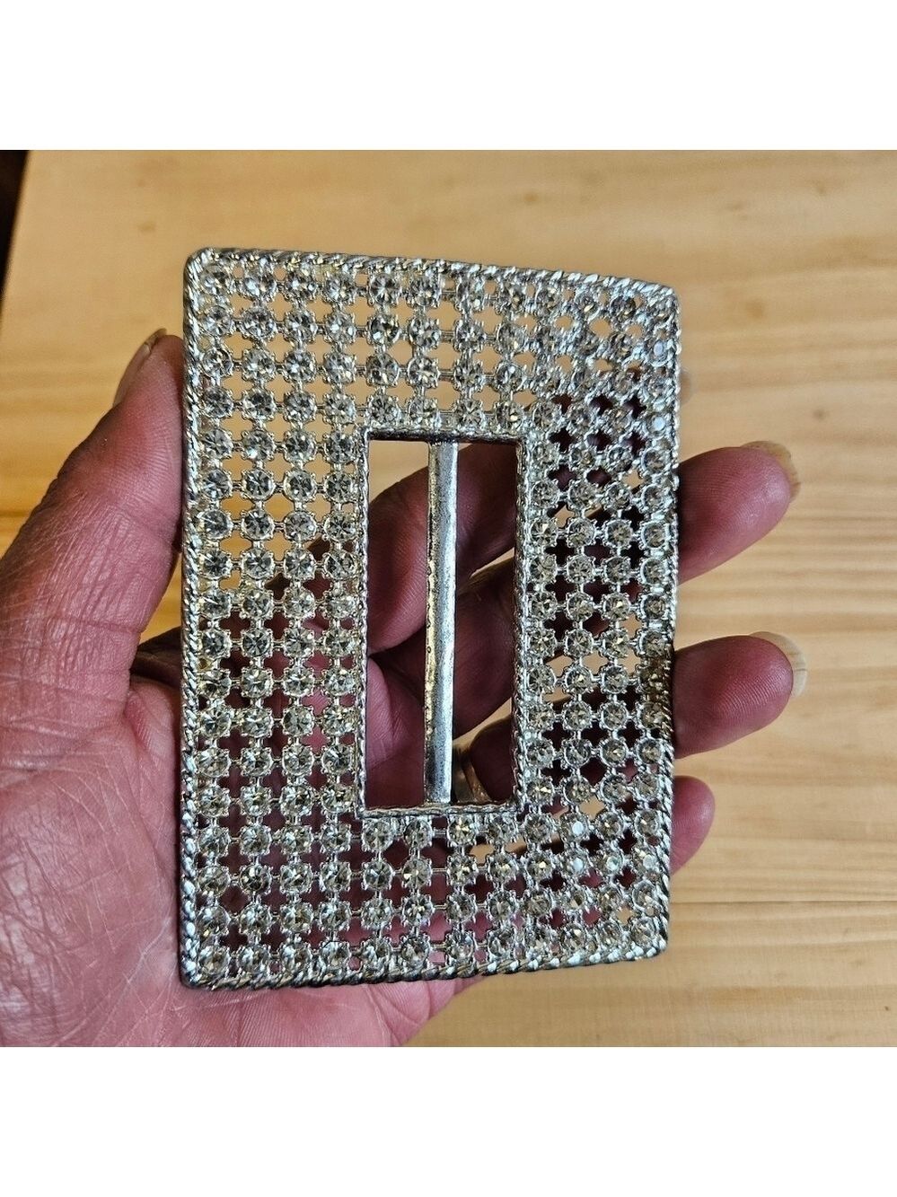 Retro White Rhinestone Large Sash Buckle